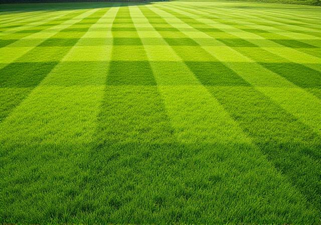 Manicured lawn after precision mowing